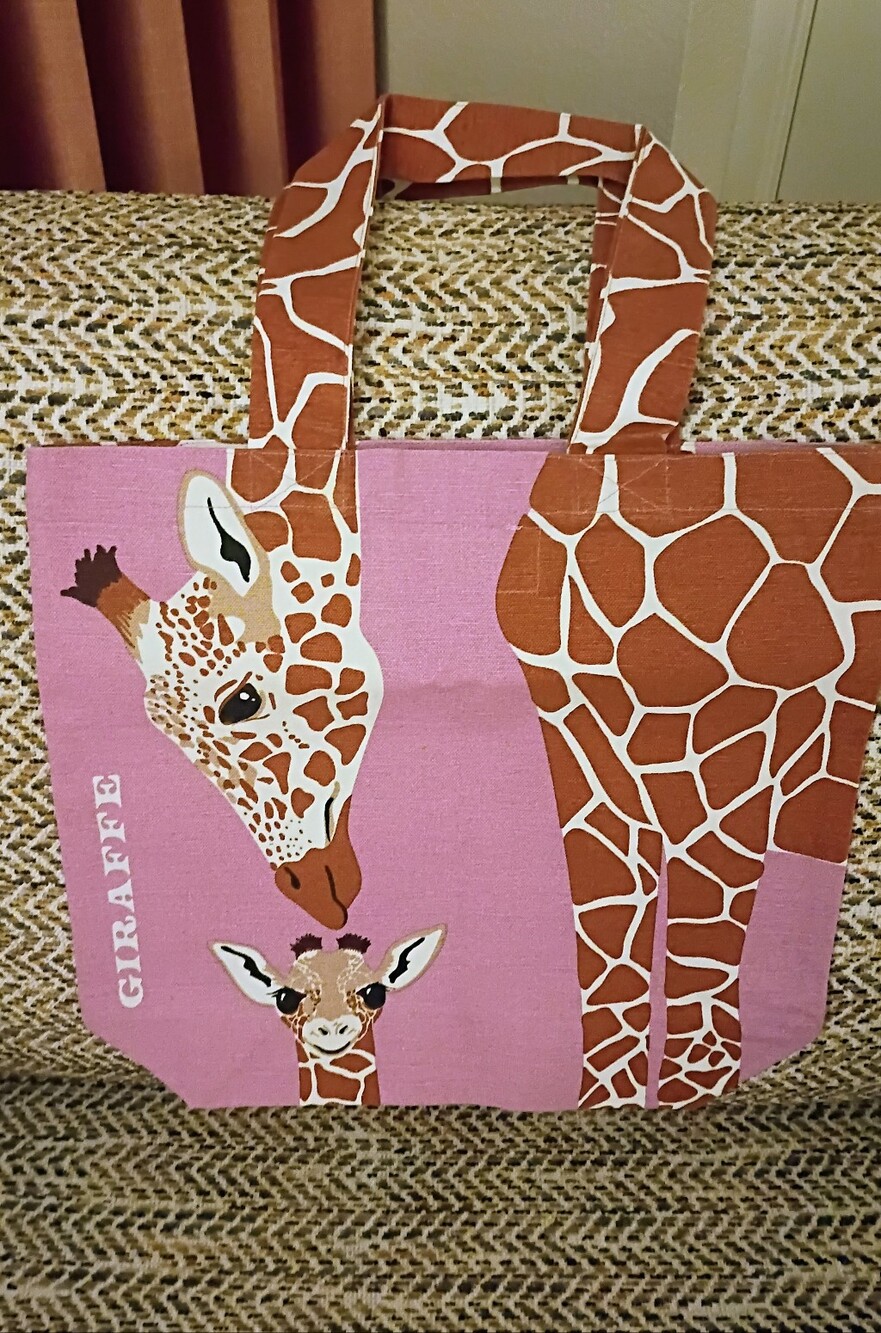 Pink Giraffe Print Tote Bag